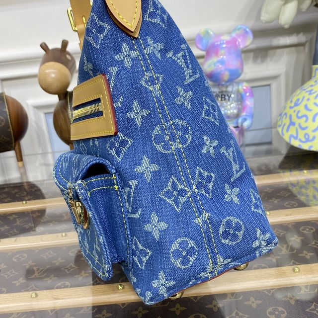 Louis vuitton original monogram denim hobo bag M44464 blue