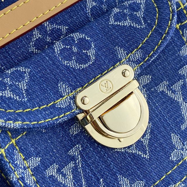 Louis vuitton original monogram denim hobo bag M44464 blue