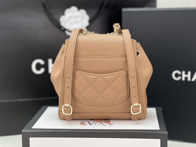 CC original grained calfskin mini backpack AS3530 apricot