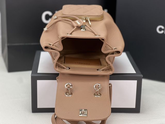 CC original grained calfskin mini backpack AS3530 apricot