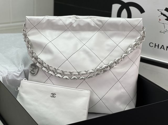CC original calfskin 22 small handbag AS3260 white&black