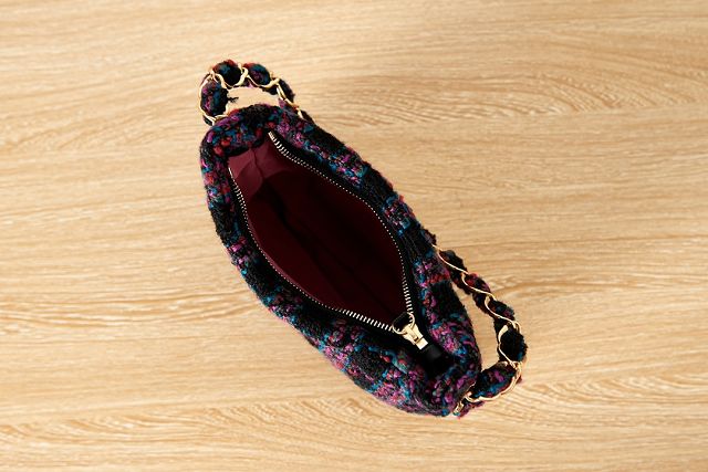 CC original tweed small hobo handbag AS3562 black&pink