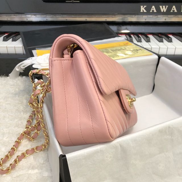 CC original lambskin leather mini flap bag A69900-4 light pink