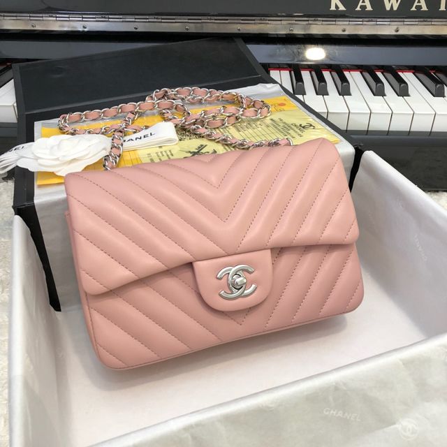 CC original lambskin leather mini flap bag A69900-4 light pink