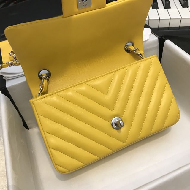 CC original lambskin leather mini flap bag A69900-4 yellow