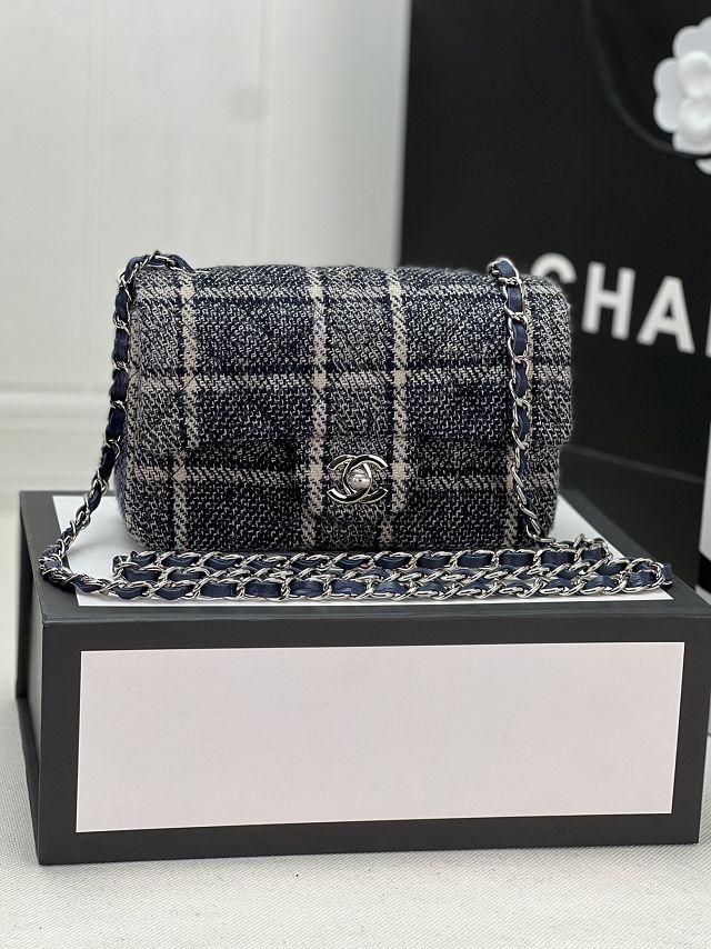 CC original tweed mini flap bag A69900 blue&white