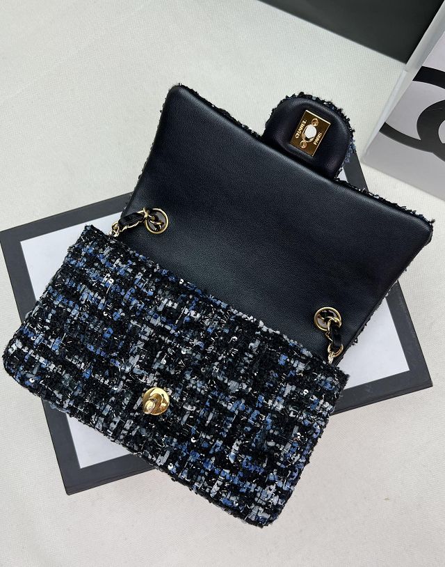 CC original tweed mini flap bag A69900 navy blue