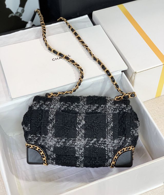 CC original tweed mini flap bag AS3572 black&grey