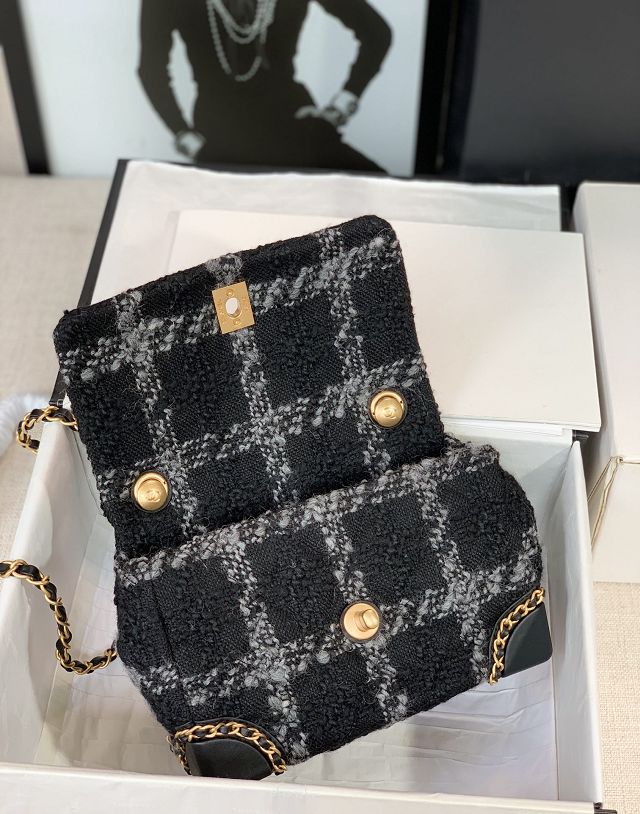 CC original tweed mini flap bag AS3572 black&grey
