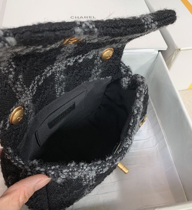 CC original tweed mini flap bag AS3572 black&grey
