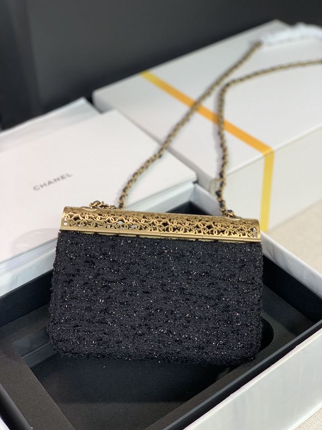 CC original wool tweed mini evening bag AS3526 black