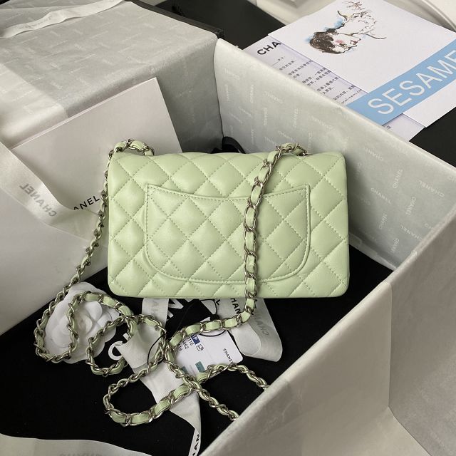 CC original lambskin mini flap bag A69900 light green