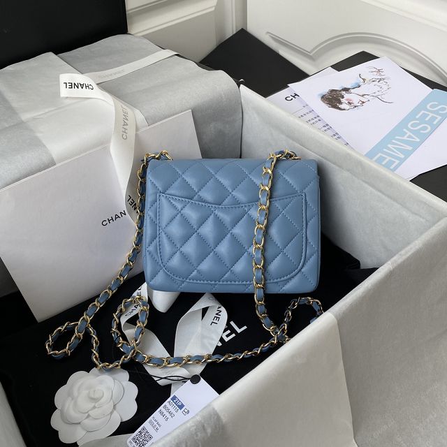 CC original lambskin nano flap bag A35200 blue