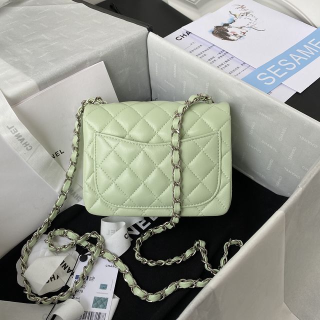 CC original lambskin nano flap bag A35200 light green