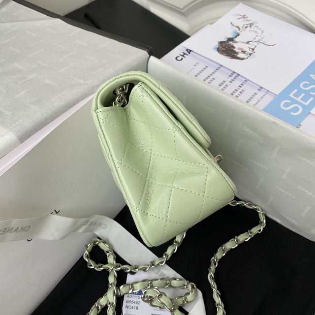 CC original lambskin nano flap bag A35200 light green