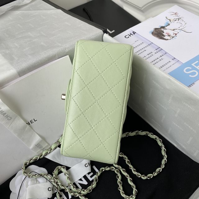 CC original lambskin nano flap bag A35200 light green