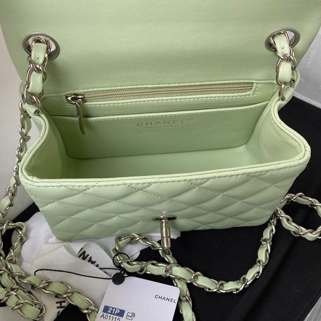 CC original lambskin nano flap bag A35200 light green