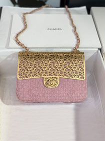 CC original wool tweed mini evening bag AS3526 pink