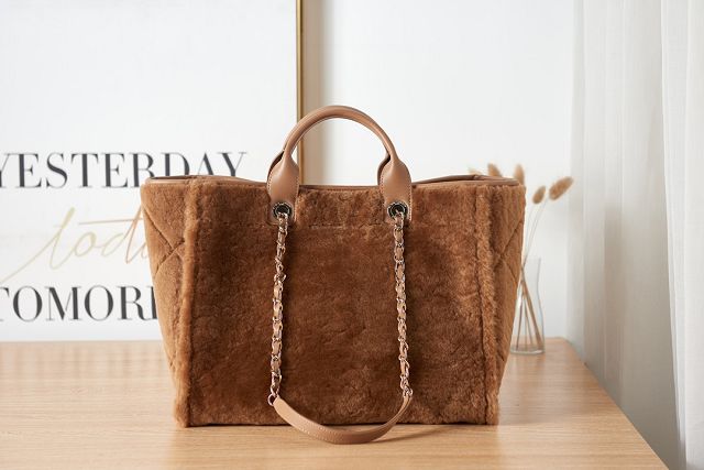 CC original shearling large shopping bag A66941 brown