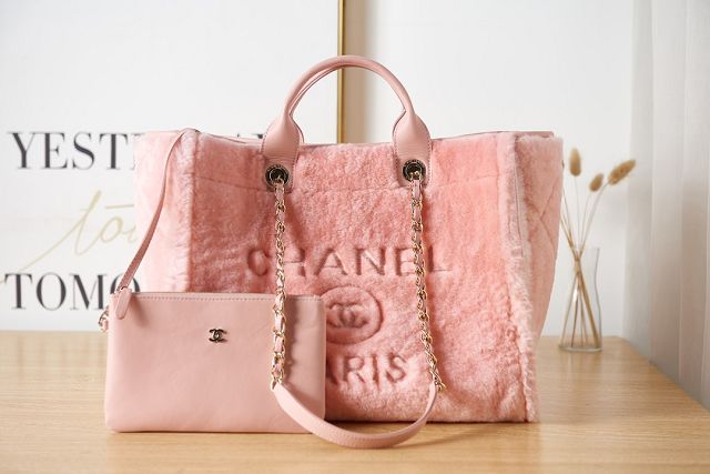 CC original shearling large shopping bag A66941 pink