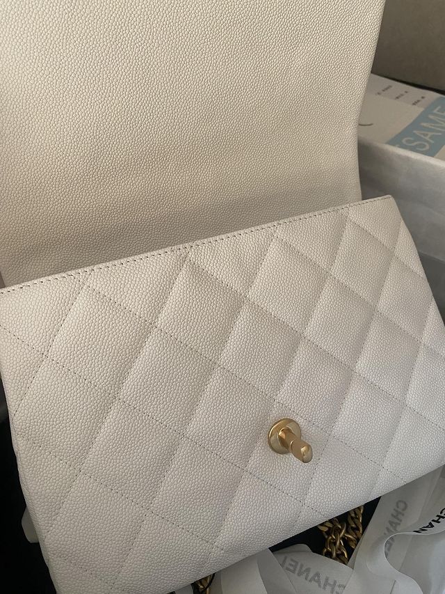 2023 CC original grained calfskin flap bag AS3921 white