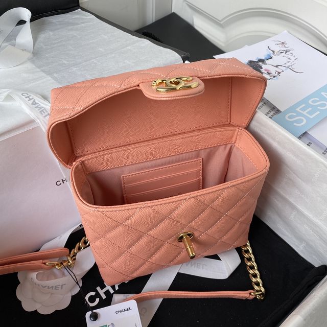 2023 CC original grained calfskin small vanity case AS3729 pink