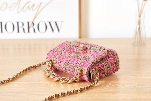 2023 CC original tweed small flap bag AS3611 pink