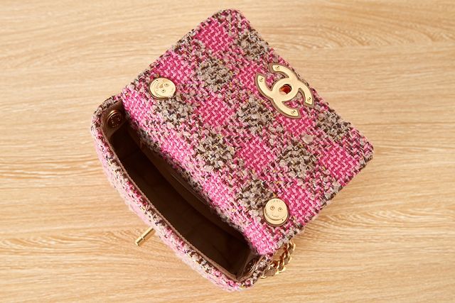 2023 CC original tweed small flap bag AS3611 pink