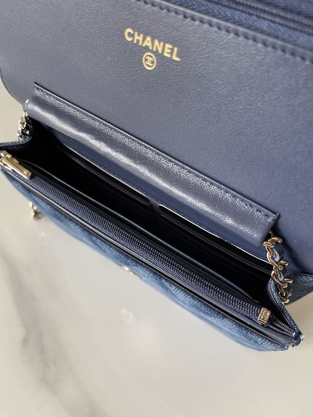 CC original denim wallet on chain AP0250 blue