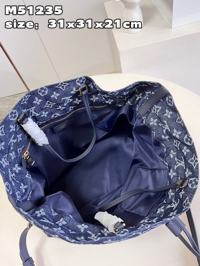 2023 Louis vuitton original denim bucket bag M51235 blue