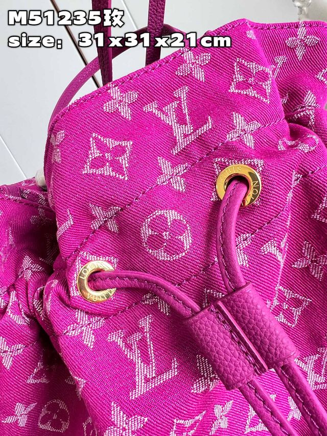 2023 Louis vuitton original denim bucket bag M51235 rose