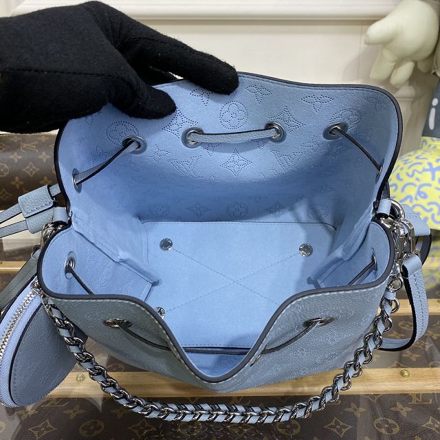 2023 Louis vuitton original mahina leather bella bucket bag M21144 blue