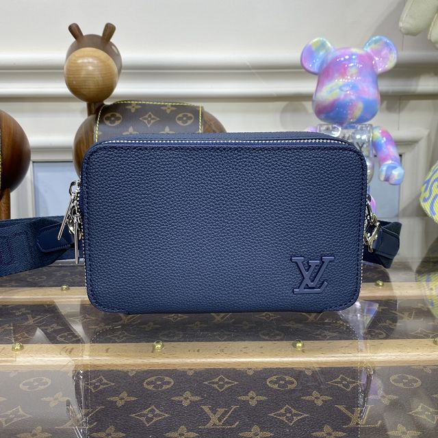 Louis vuitton original calfskin alpha wearable wallet M59161 blue