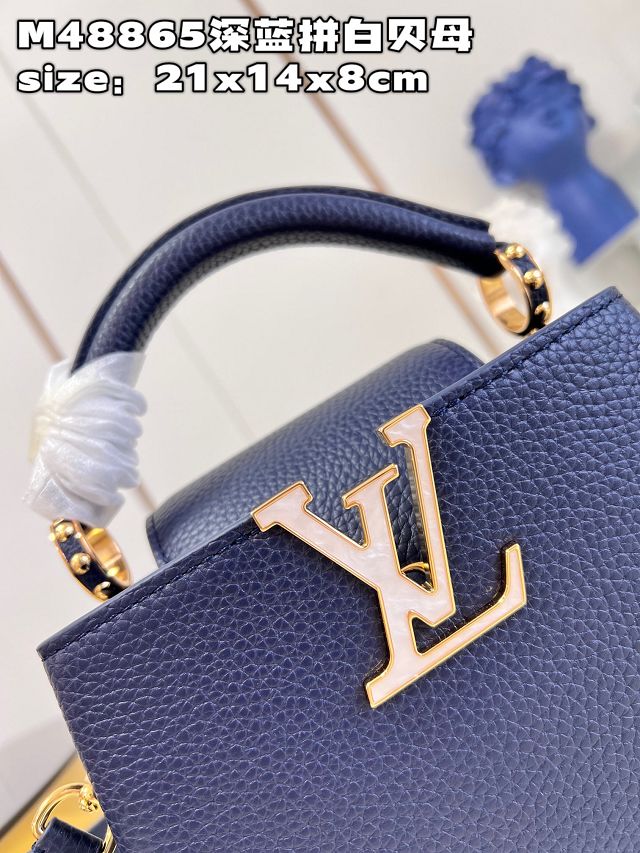 Louis vuitton original calfskin capucines mini handbag M48865 dark blue