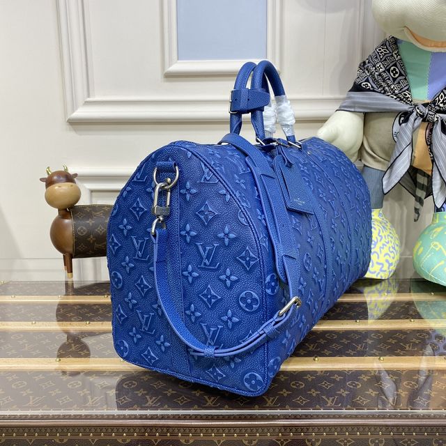 Louis vuitton original calfskin keepall 50 M21375 blue