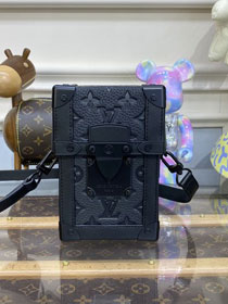 Louis vuitton original calfskin vertical trunk wearable wallet M82070 black