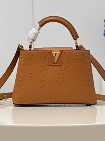Louis vuitton original ostrich calfskin capucines BB handbag M48865 brown