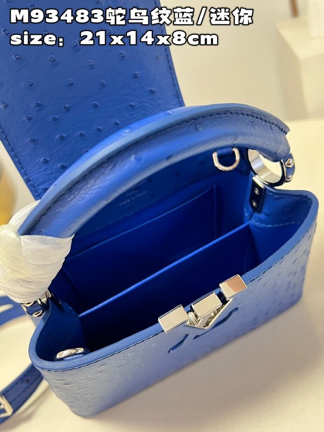 Louis vuitton original ostrich calfskin capucines mini handbag M93483 blue