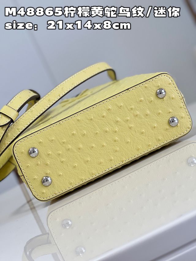 Louis vuitton original ostrich calfskin capucines mini handbag M93483 yellow