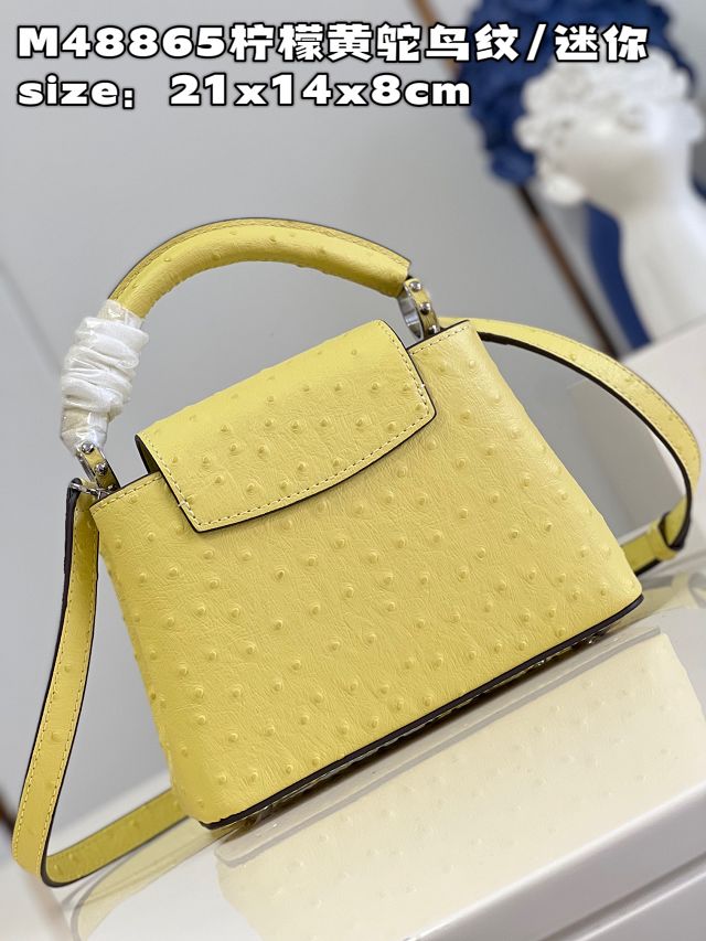 Louis vuitton original ostrich calfskin capucines mini handbag M93483 yellow