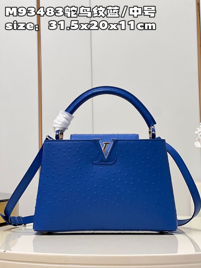 Louis vuitton original ostrich calfskin capucines mm handbag M59883 blue