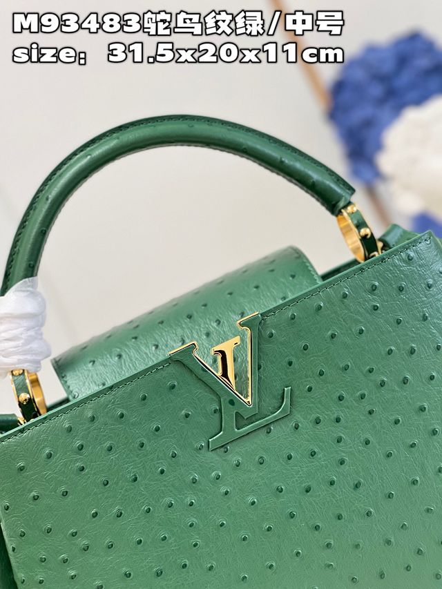 Louis vuitton original ostrich calfskin capucines mm handbag M59883 green