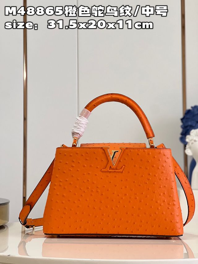 Louis vuitton original ostrich calfskin capucines mm handbag M59883 orange