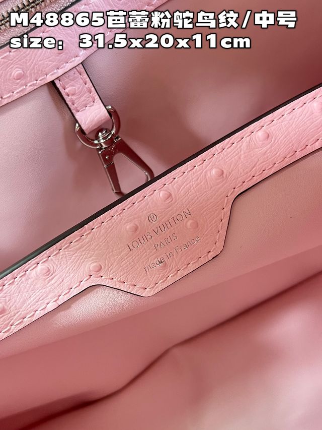 Louis vuitton original ostrich calfskin capucines mm handbag M59883 pink