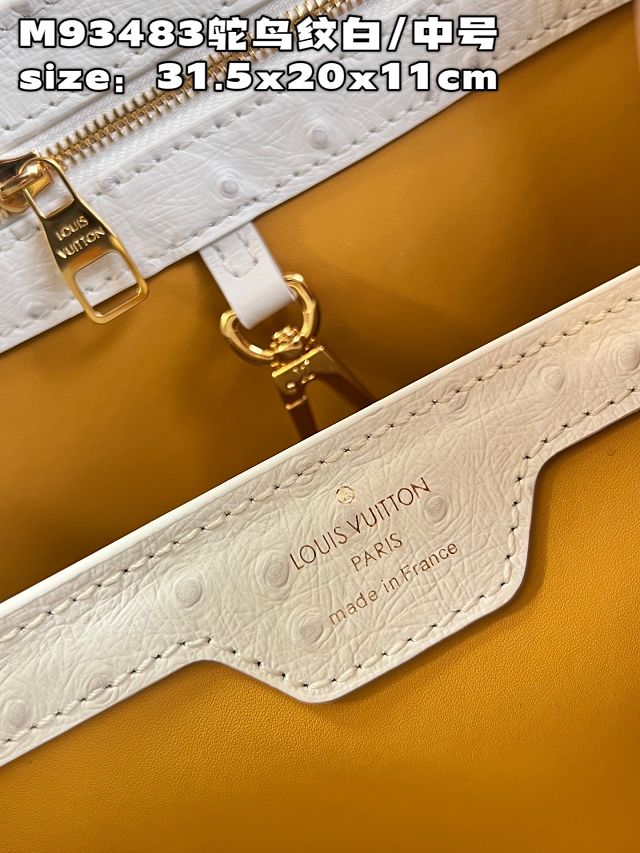 Louis vuitton original ostrich calfskin capucines mm handbag M59883 white