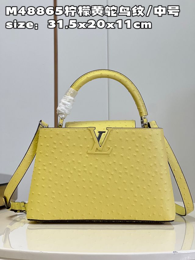 Louis vuitton original ostrich calfskin capucines mm handbag M59883 yellow