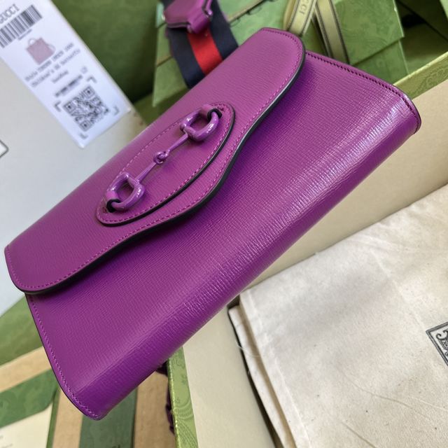 GG original calfskin horsebit 1955 mini bag 724713 purple