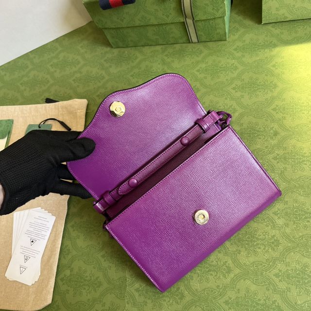 GG original calfskin horsebit 1955 mini bag 724713 purple