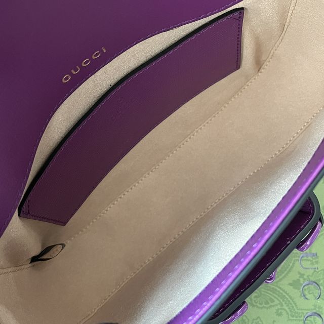 2023 GG original calfskin horsebit 1955 small shoulder bag 726226 purple