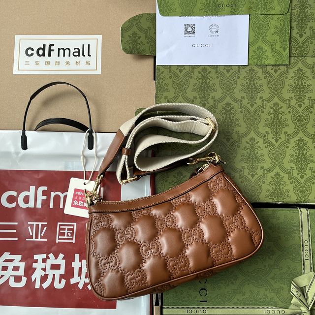 2023 GG original matelasse leather handbag 735049 brown